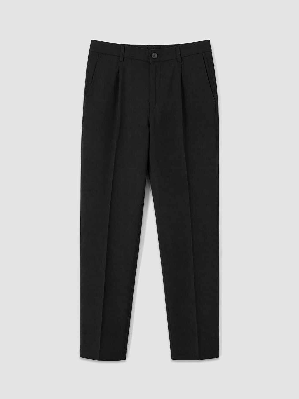 Siyah Regular Fit Erkek Pileli Pantolon-4