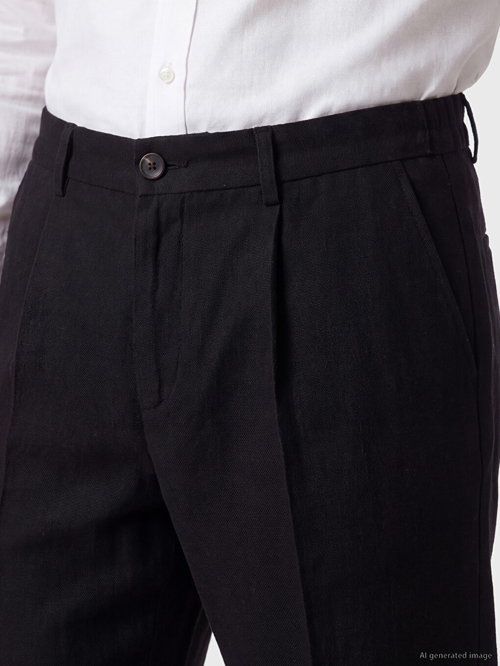 Siyah Regular Fit Erkek Pileli Pantolon-2