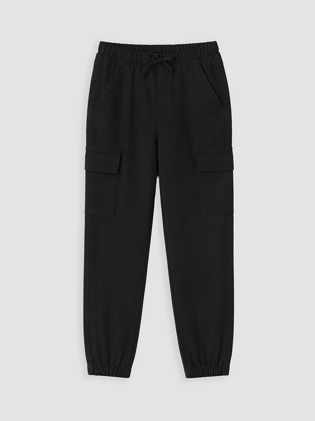 Siyah Regular Fit Erkek Çocuk Kargo Jogger Pantolon-1