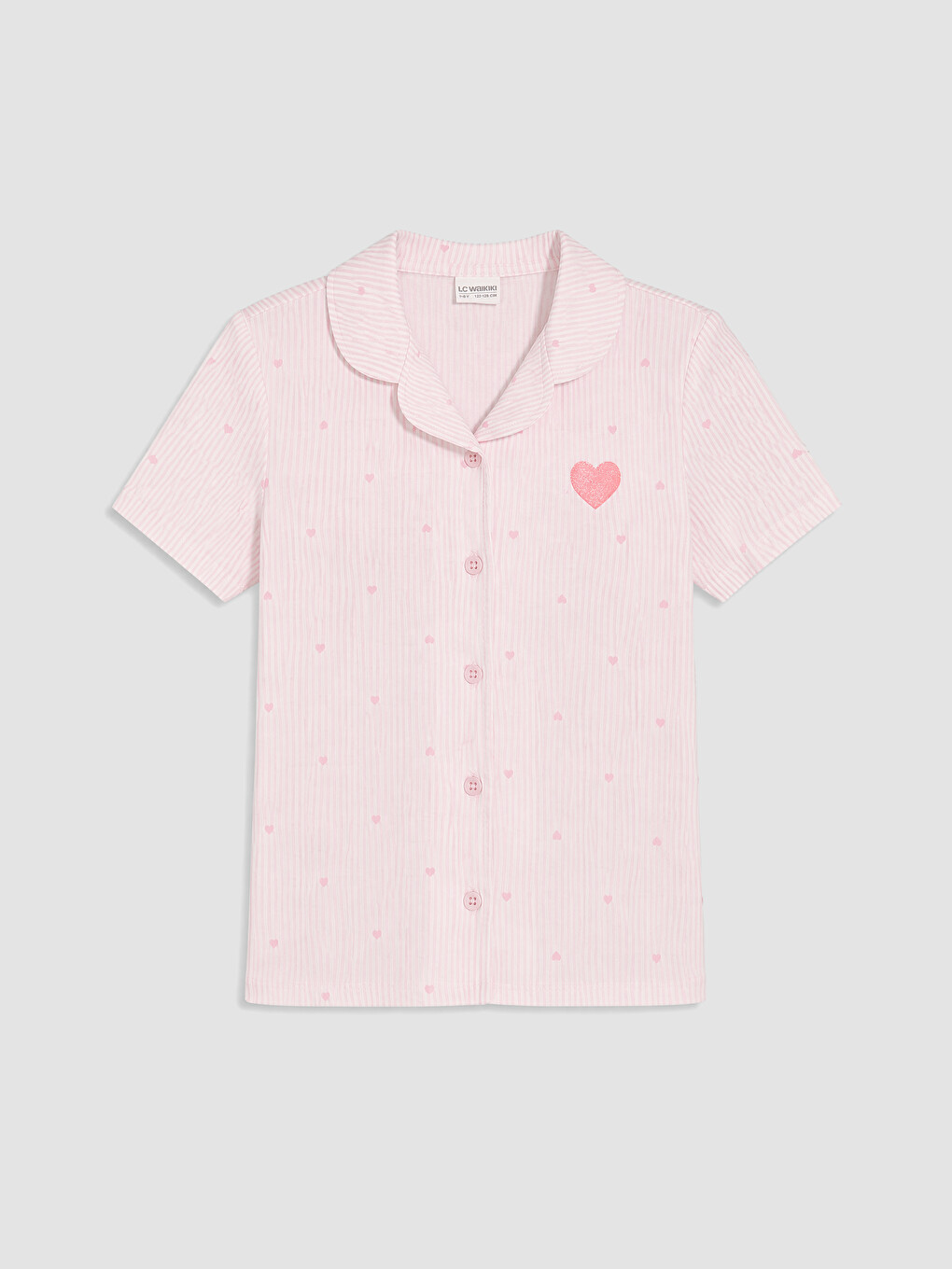 Pembe Gömlek Yaka Kız Çocuk Şortlu Pijama Takımı-1