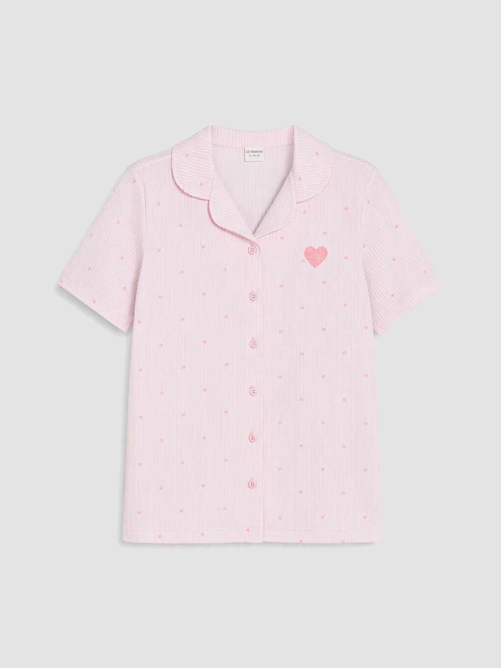 Pembe Gömlek Yaka Kız Çocuk Şortlu Pijama Takımı