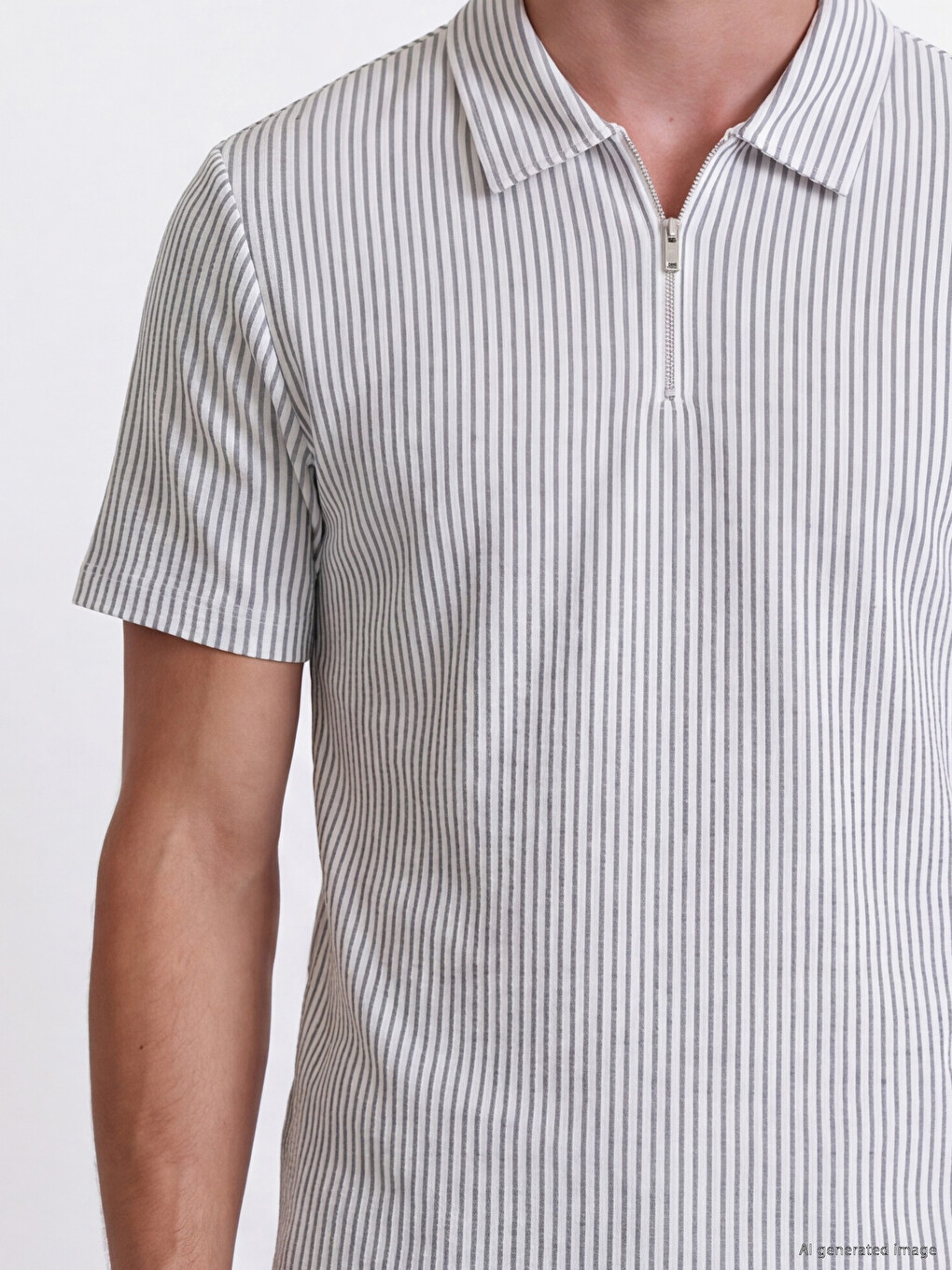 Siyah Hakim Yaka Dokulu Erkek Tişört-2