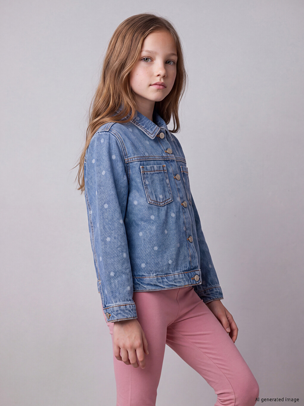 Polka Dot Girls' Jean Jacket-1