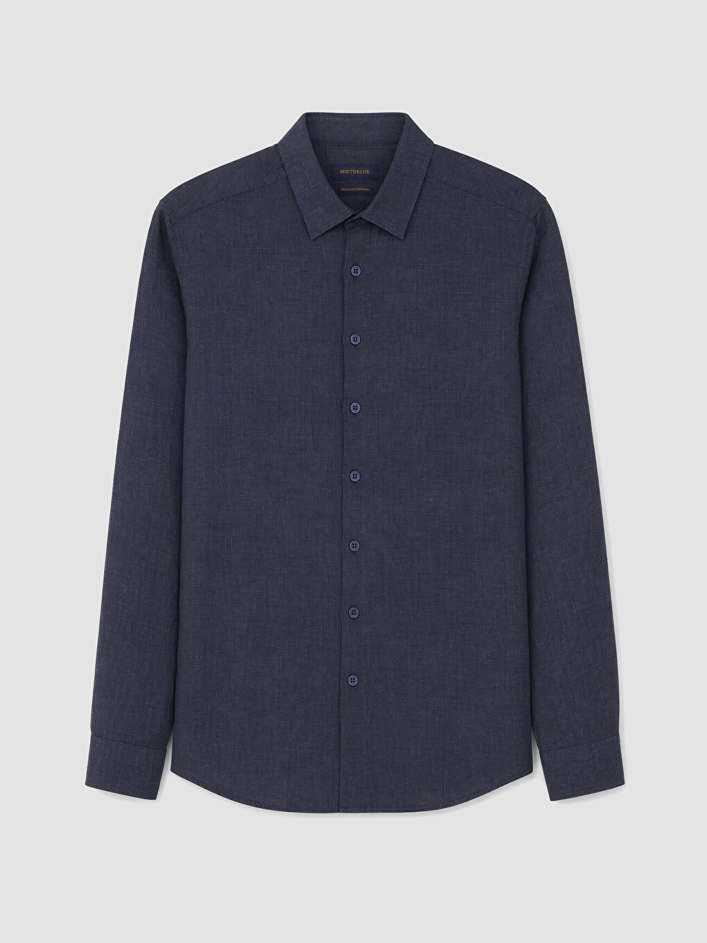 Lacivert Regular Fit %100 Keten Erkek Gömlek