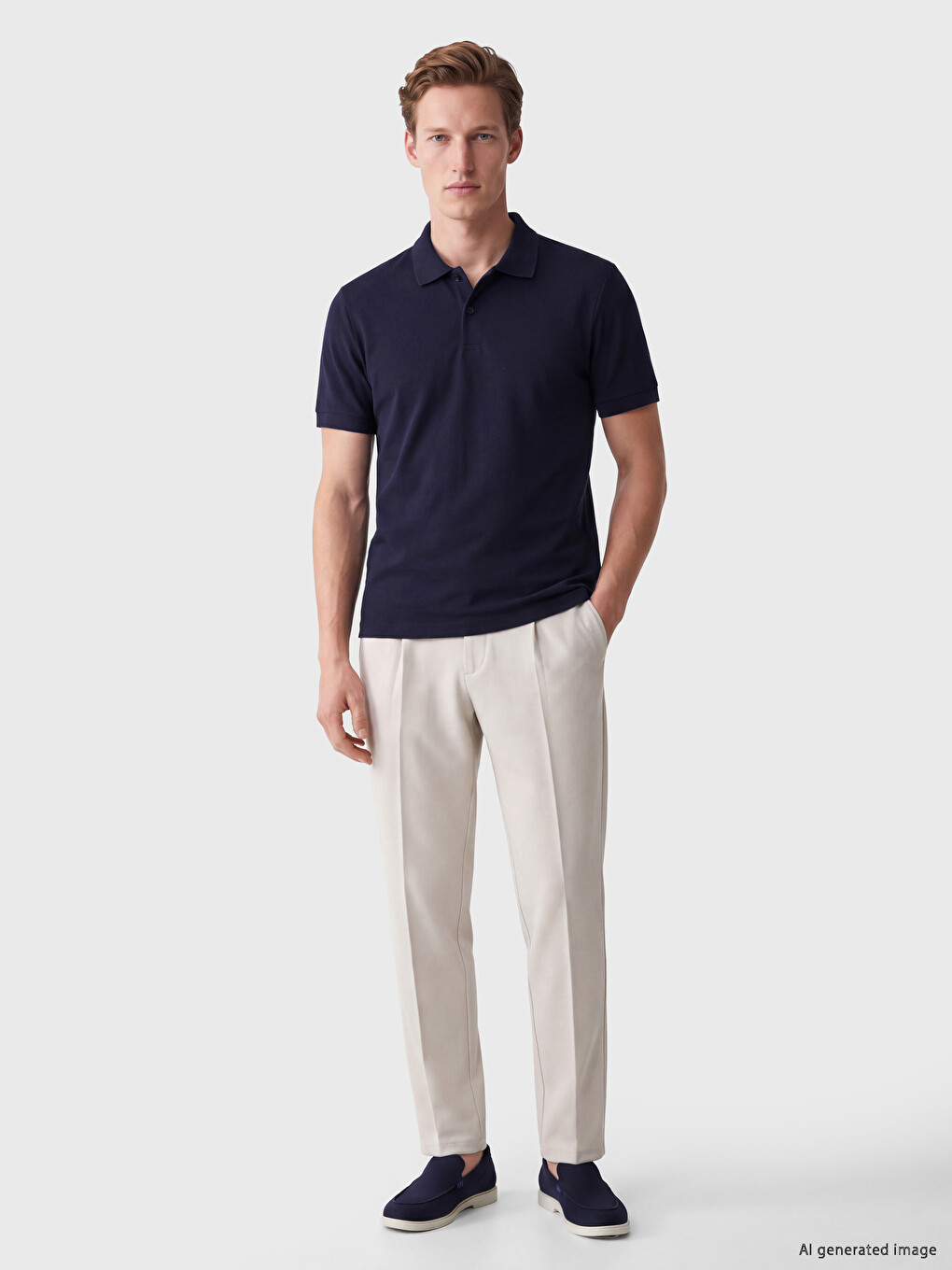 Lacivert Polo Yaka Erkek Tişört-1