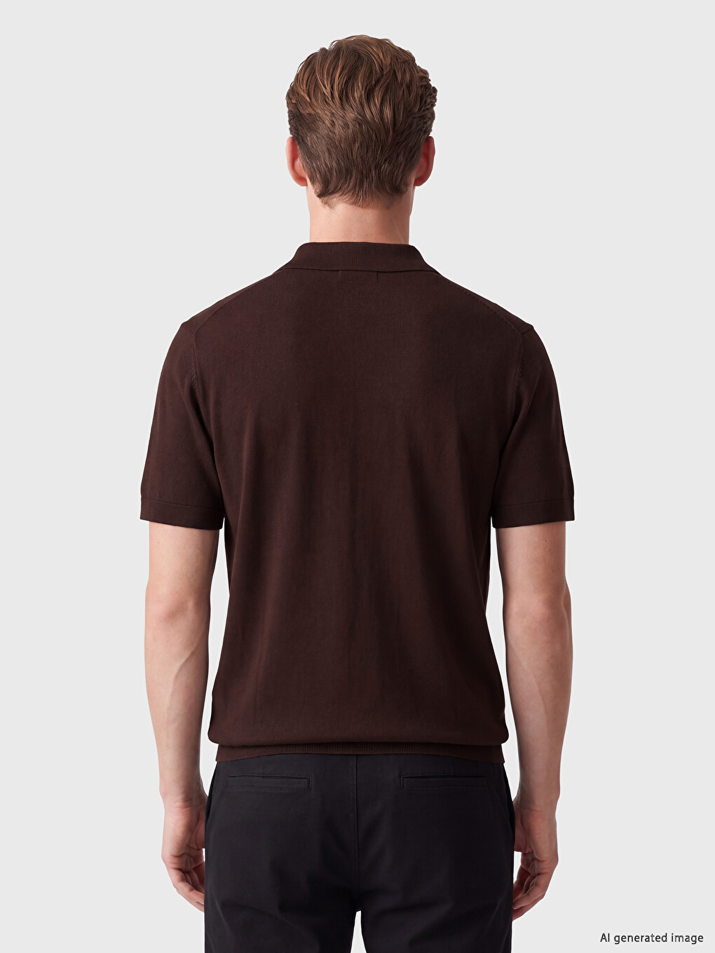 Kahverengi Polo Yaka Erkek Tişört-3