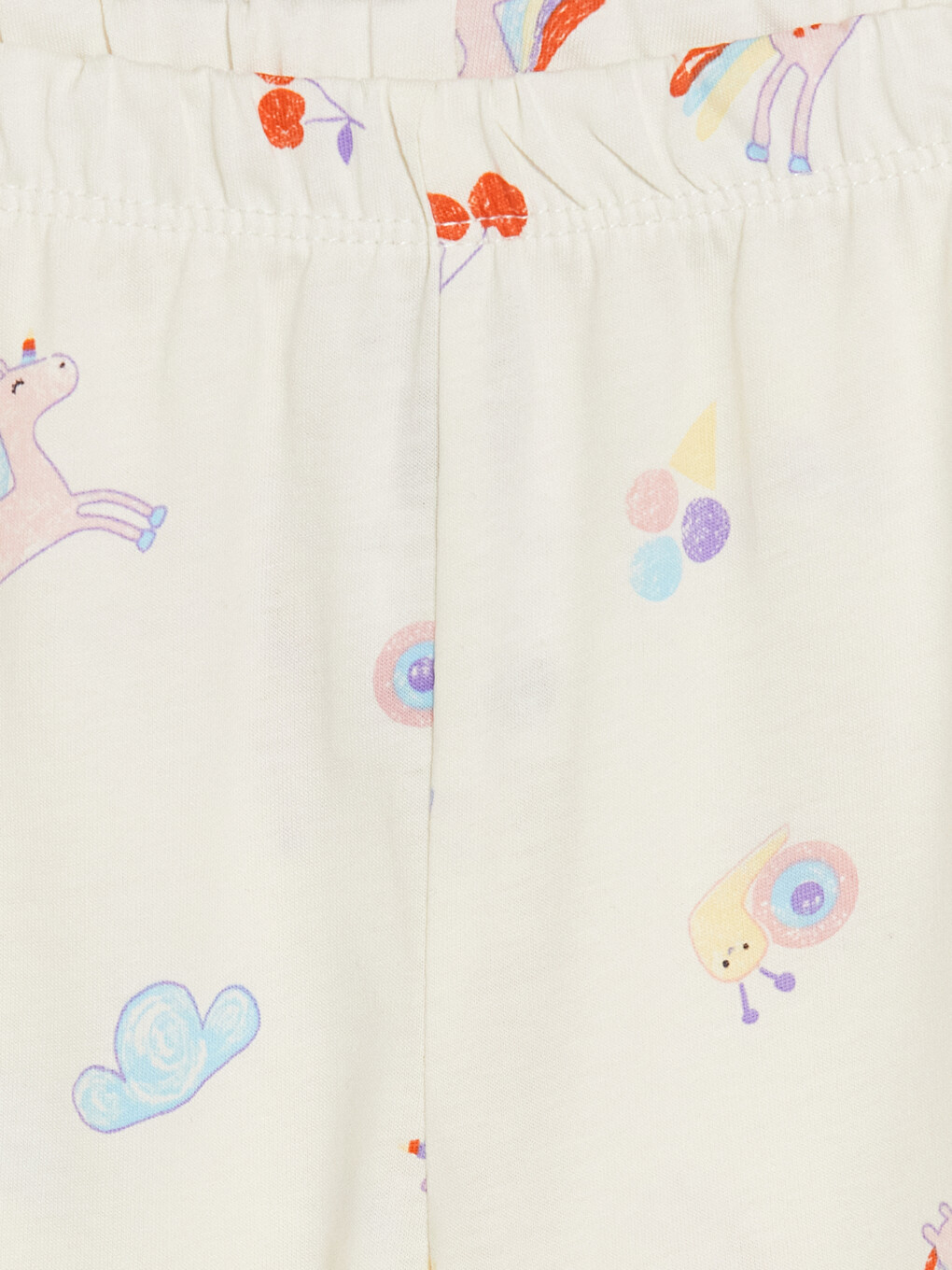 Ekru Bisiklet Yaka Kız Çocuk Kaprili Pijama Takımı-6