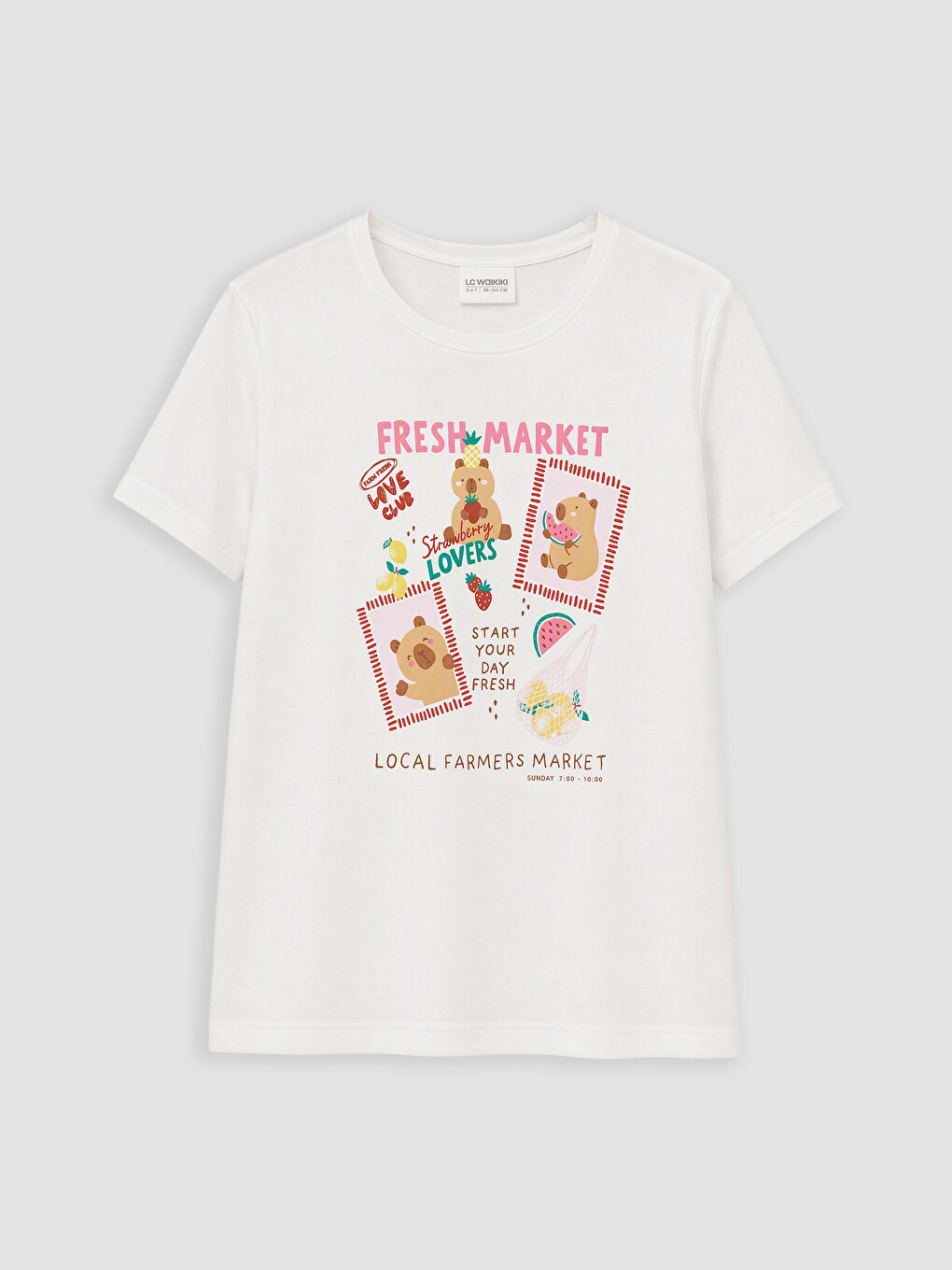 Ekru Bisiklet Yaka Kız Çocuk Şortlu Pijama Takımı-1
