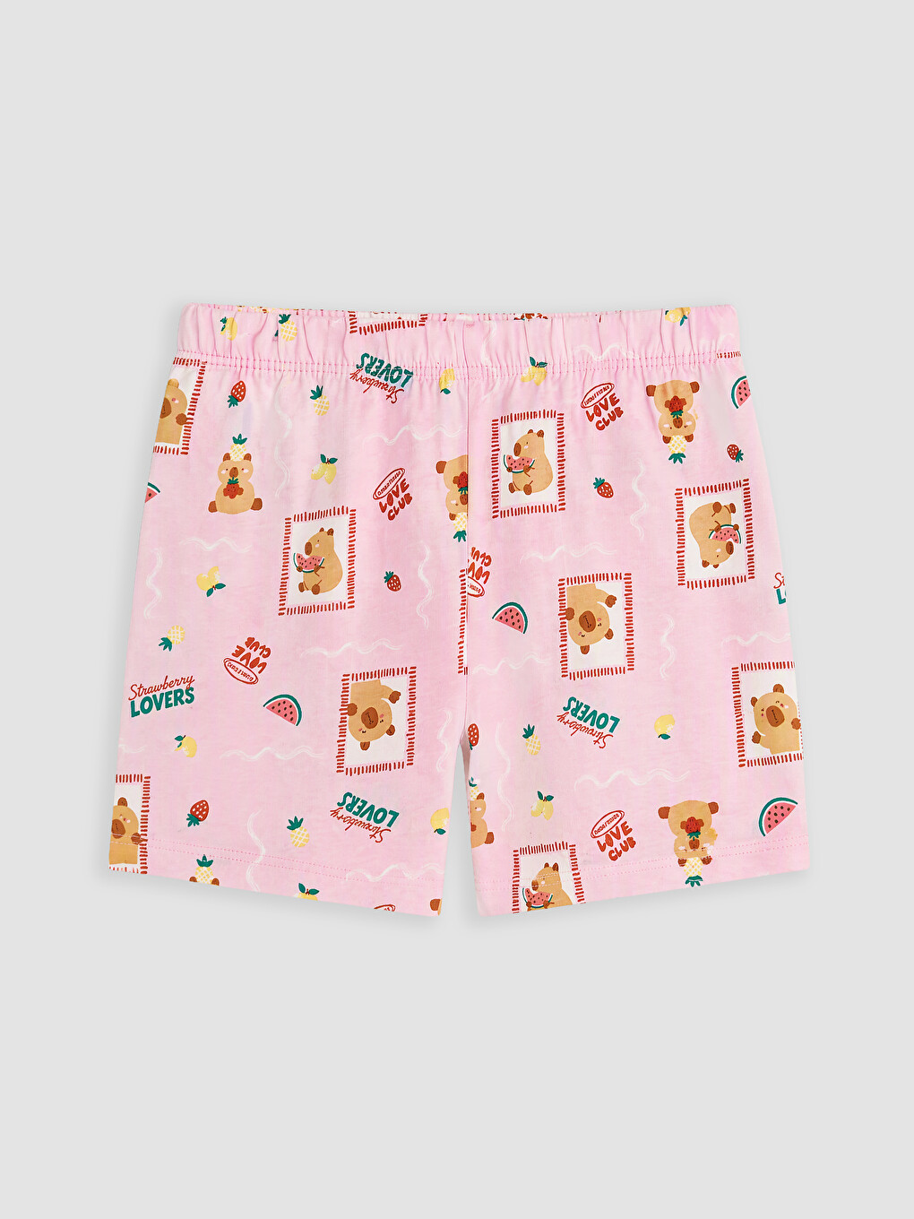 Ekru Bisiklet Yaka Kız Çocuk Şortlu Pijama Takımı-4