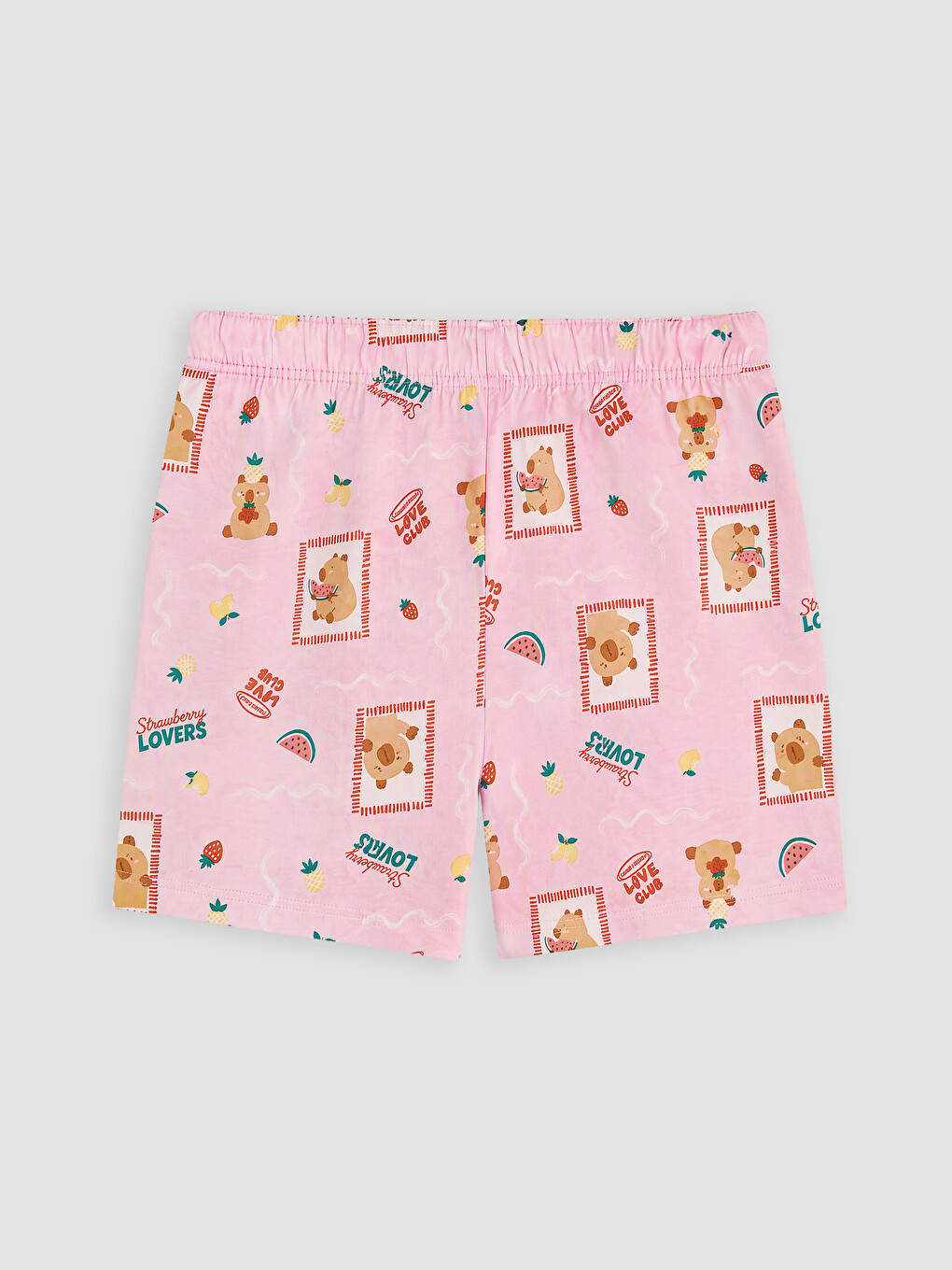 Ekru Bisiklet Yaka Kız Çocuk Şortlu Pijama Takımı-6