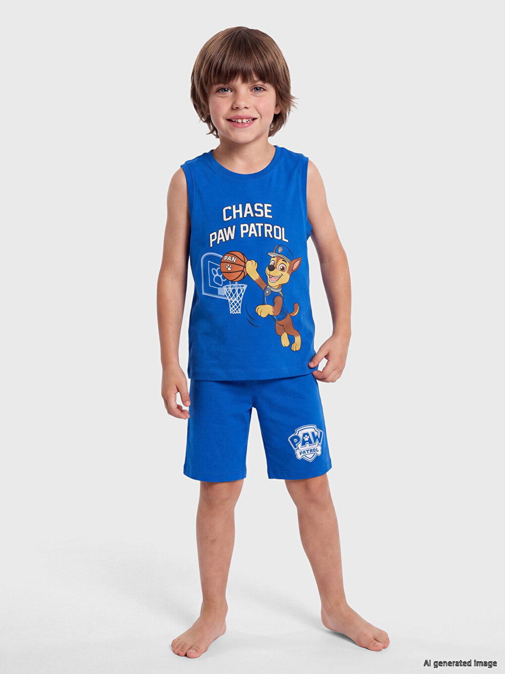 Mavi Paw Patrol Baskılı Erkek Çocuk Şortlu Pijama Takımı