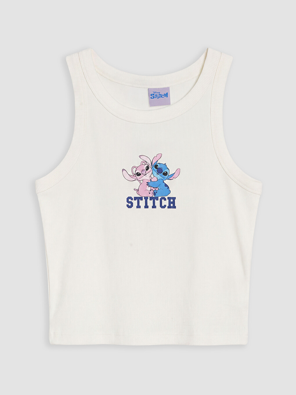Beyaz Stitch Ve Angel Baskılı Kız Çocuk Atlet-2