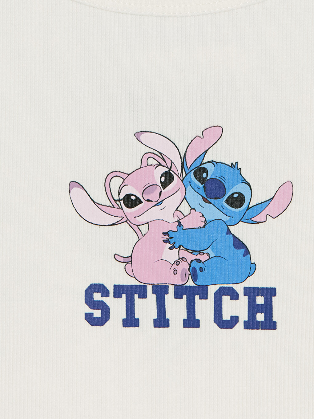 Beyaz Stitch Ve Angel Baskılı Kız Çocuk Atlet-3