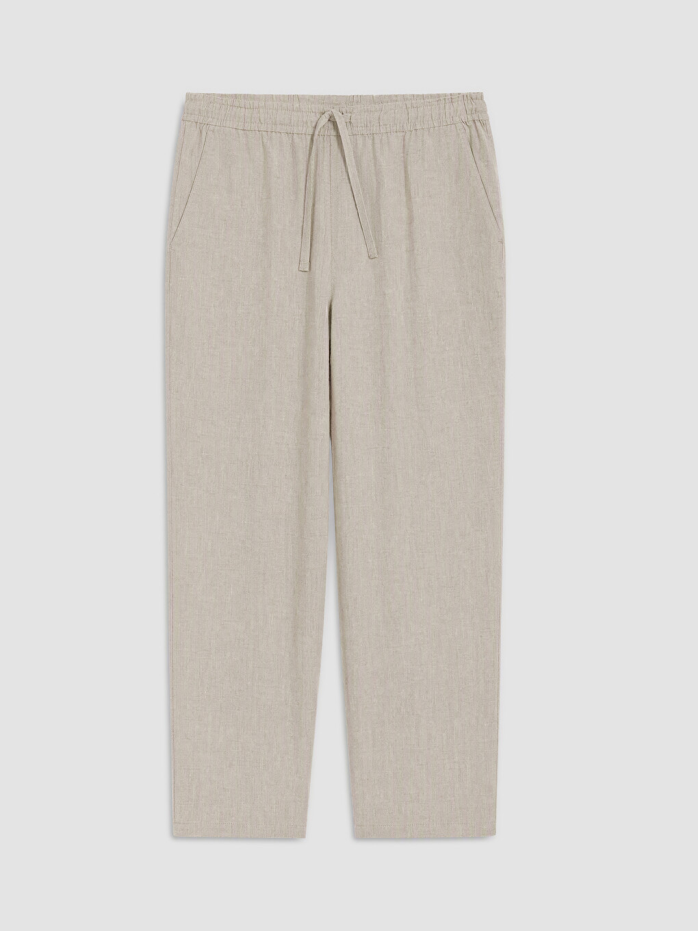 Bej Regular Fit %100 Keten Erkek Pantolon