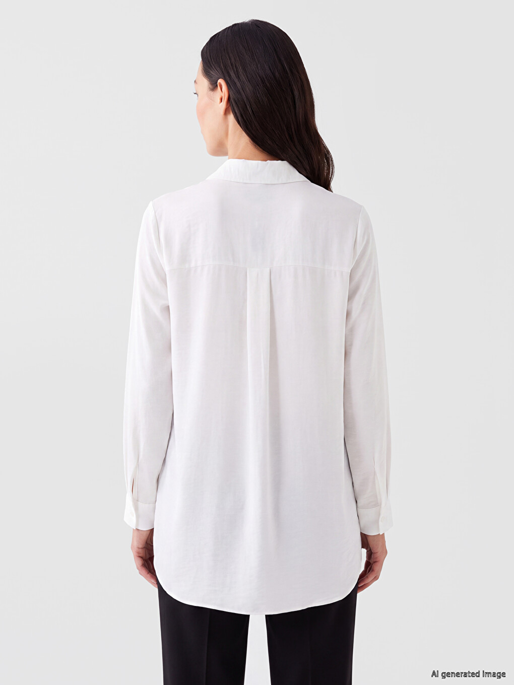 Ekru Regular Fit Kadın Gömlek Tunik-3