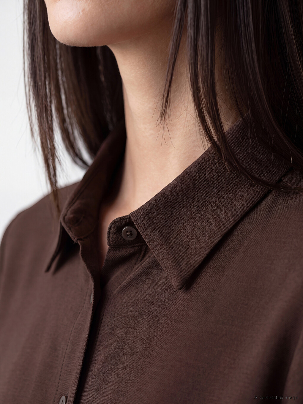 Kahverengi Regular Fit Kadın Gömlek Tunik-2
