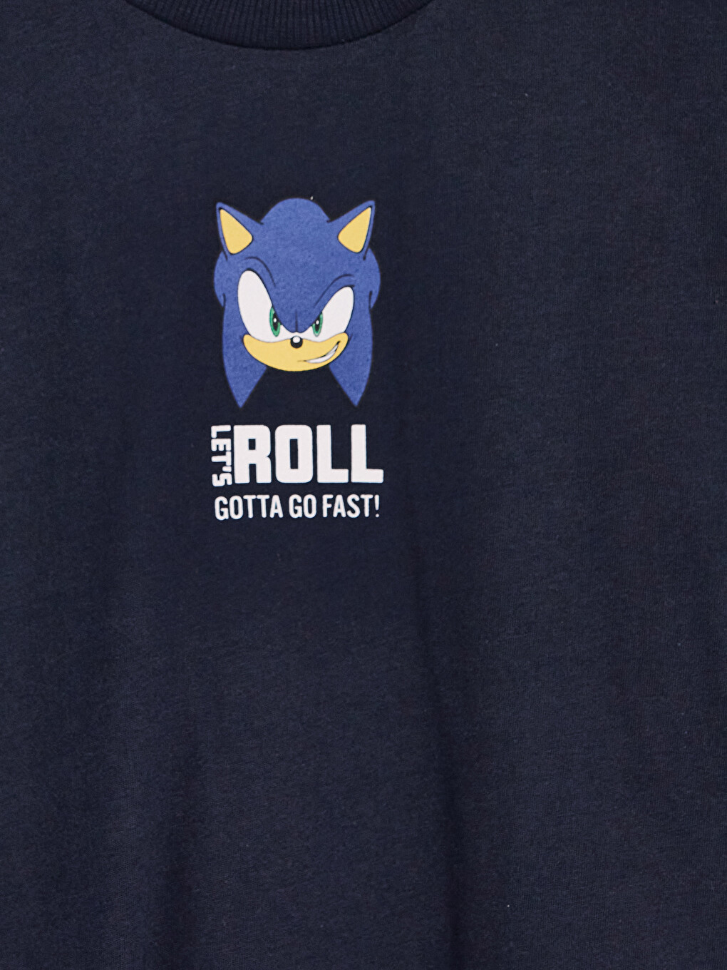 Lacivert Bisiklet Yaka Sonic Baskılı Erkek Çocuk Tişört-2