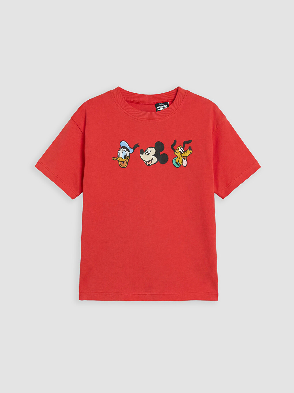 Kırmızı Mickey Mouse Baskılı Erkek Çocuk Tişört
