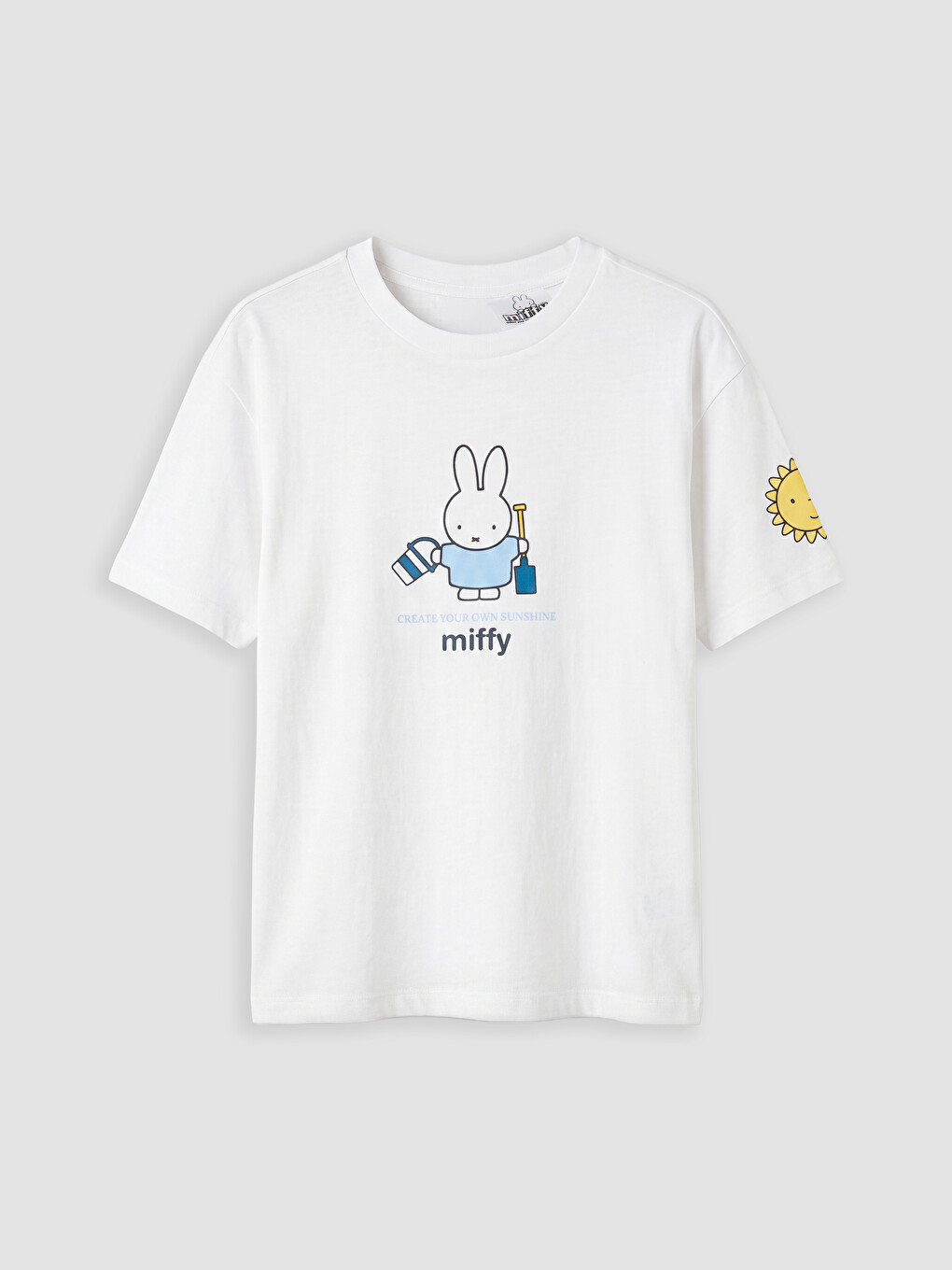 Beyaz Bisiklet Yaka Miffy Baskılı Kız Çocuk Tişört