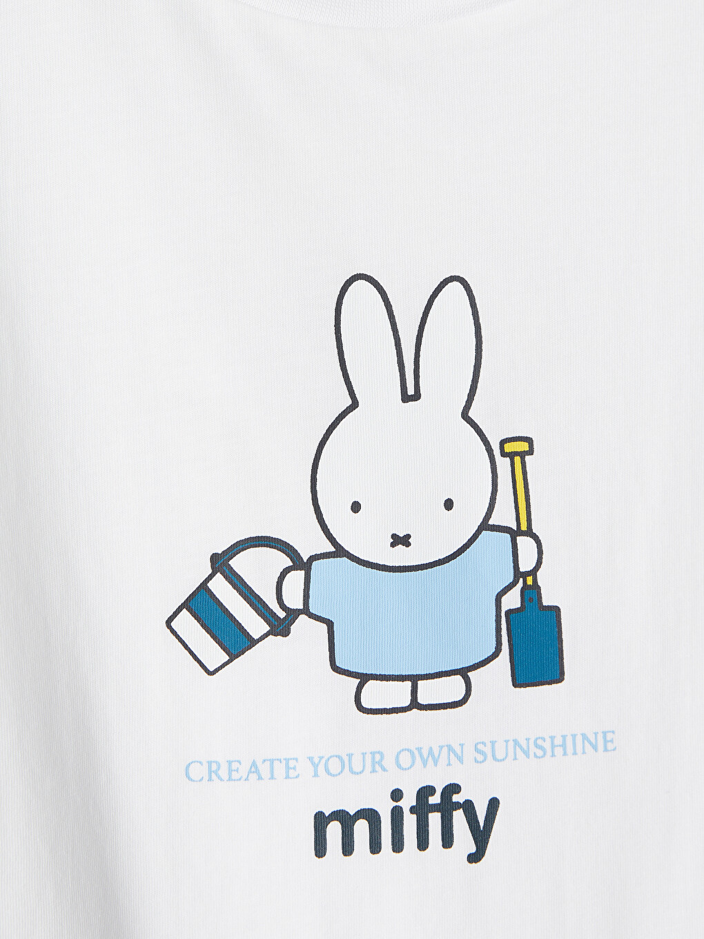 Beyaz Bisiklet Yaka Miffy Baskılı Kız Çocuk Tişört-1