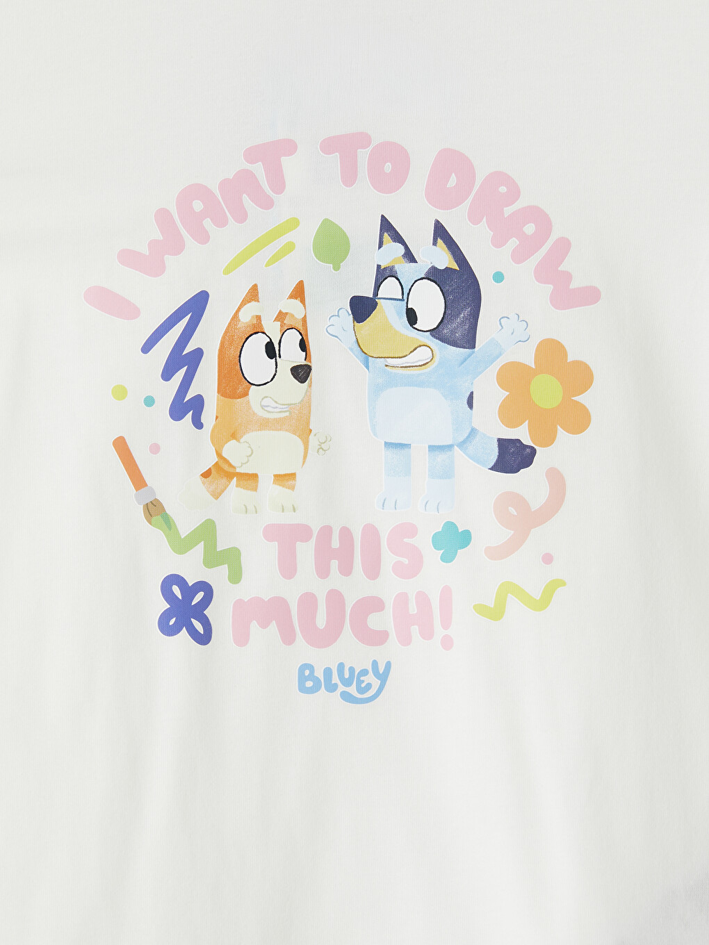 Ekru Bluey Baskılı Kız Çocuk Şortlu Pijama Takımı-2