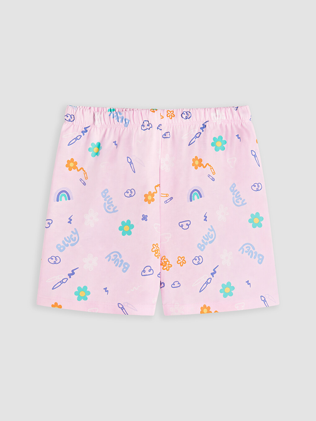Ekru Bluey Baskılı Kız Çocuk Şortlu Pijama Takımı-4