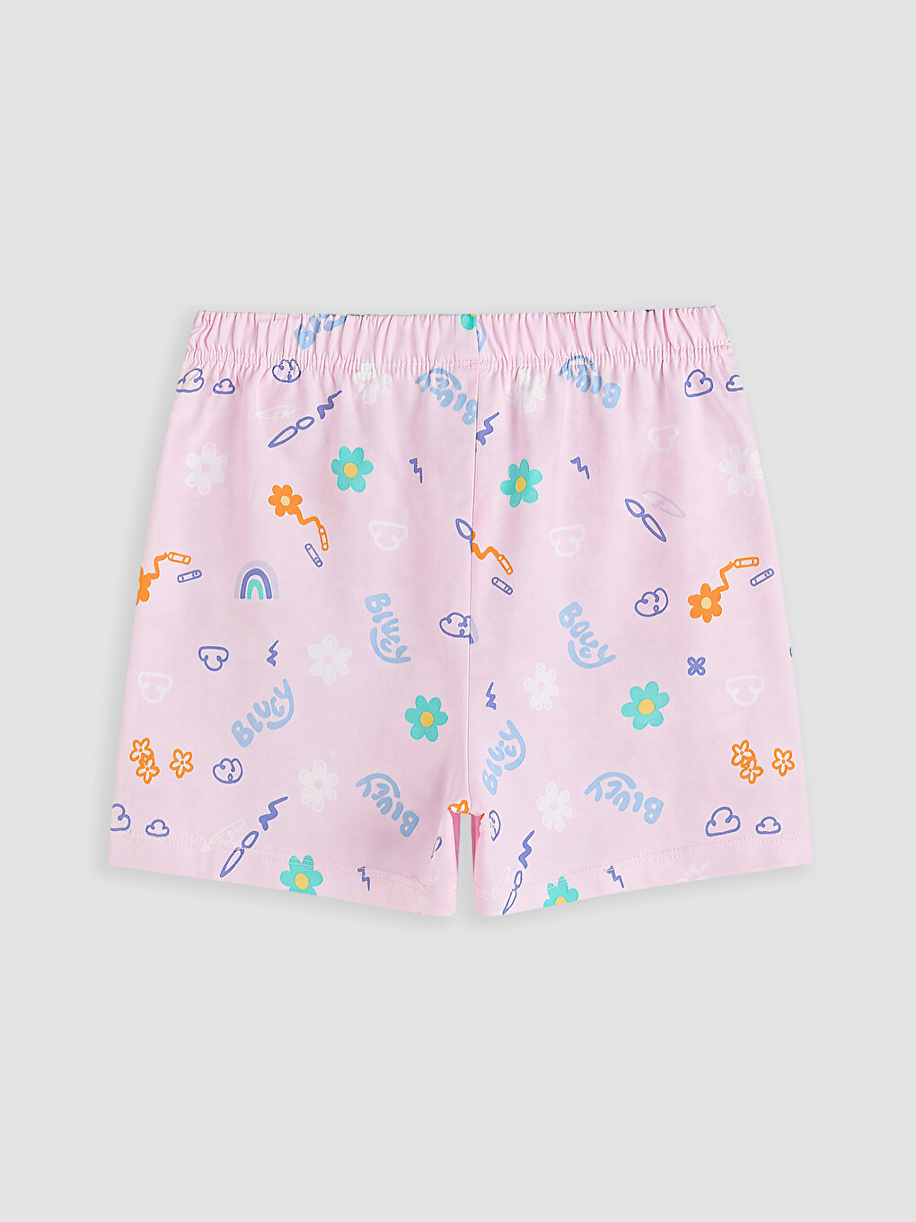 Ekru Bluey Baskılı Kız Çocuk Şortlu Pijama Takımı-6