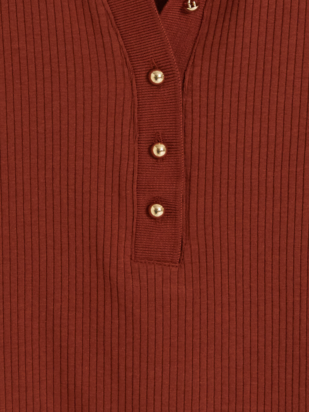Kahverengi Polo Yaka Kadın Fitilli Tişört-5
