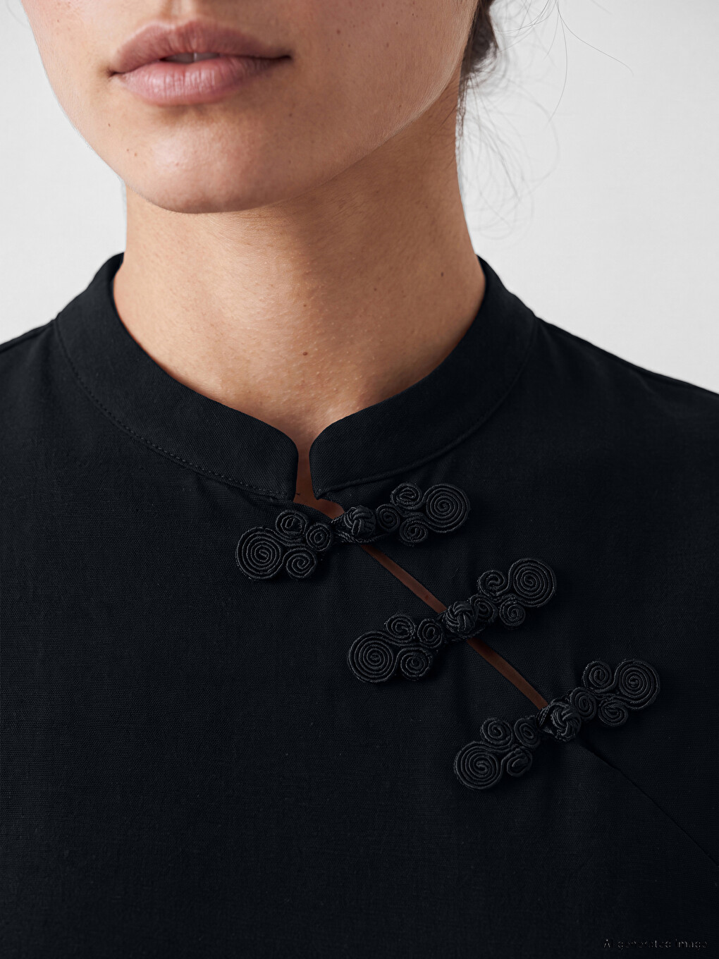 Grandad Collar Ornate Buttoned Blouse-2