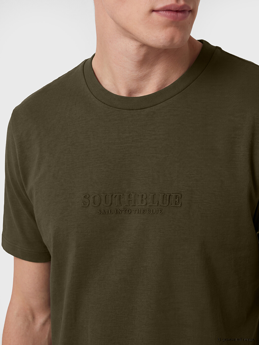 Mashkull Ngjyre Kaki T-shirt-2