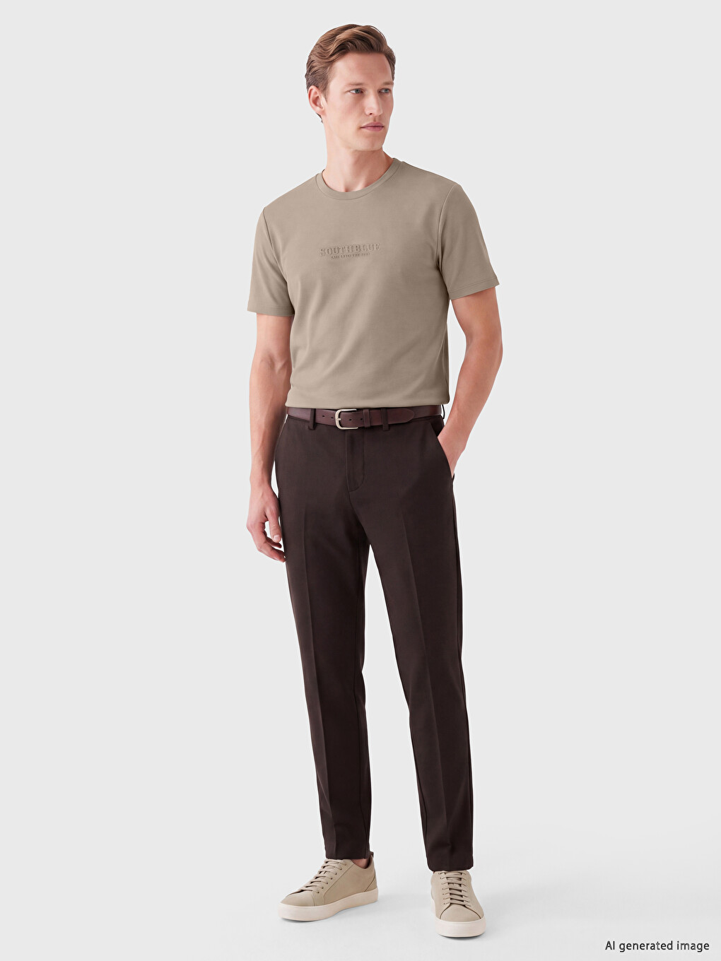 Gri Bisiklet Yaka Erkek Tişört-1