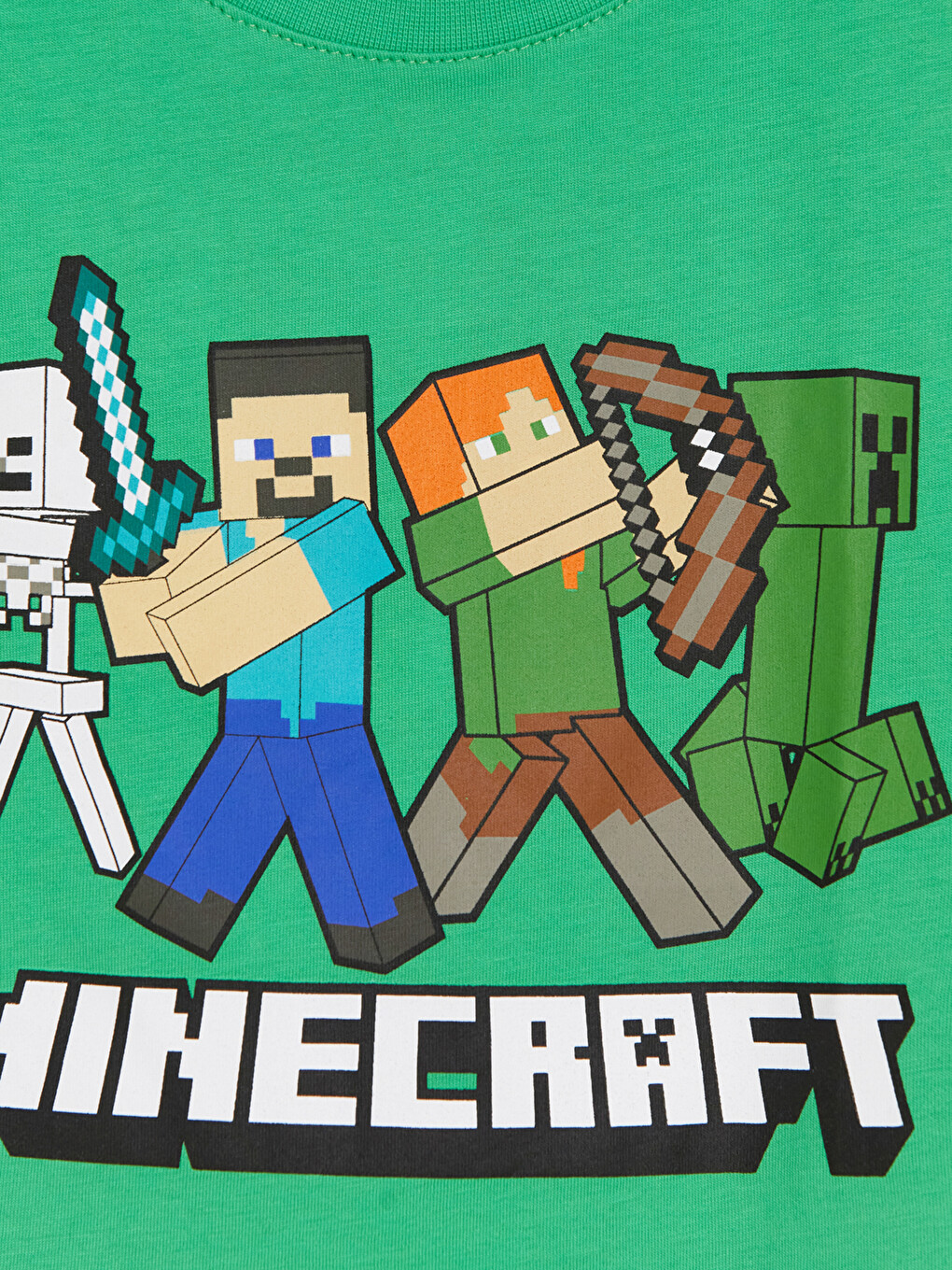 Yeşil Erkek Çocuk Minecraft Baskılı Şortlu Pijama Takımı-3