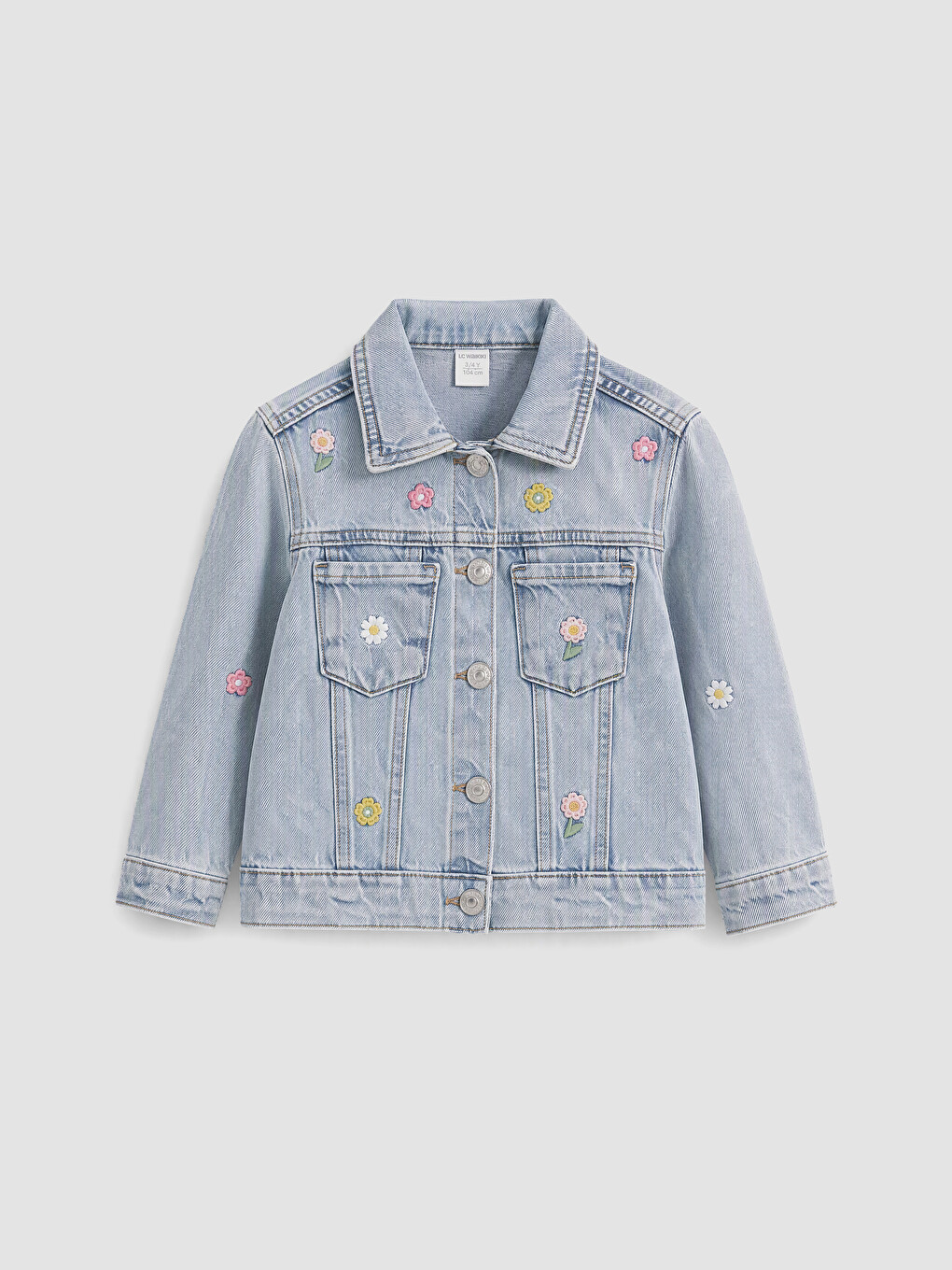 Geacă Din Denim Pentru Fete Cu Broderie Florală