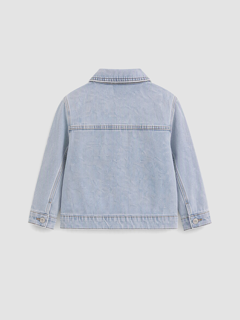 Geacă Din Denim Pentru Fete Cu Broderie Florală-2