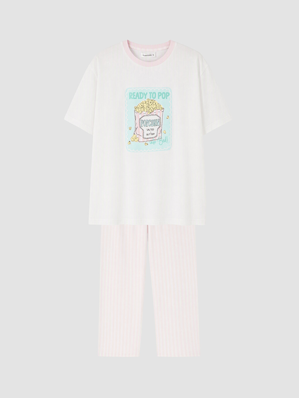 Pembe Bisiklet Yaka Kadın Pijama Takım