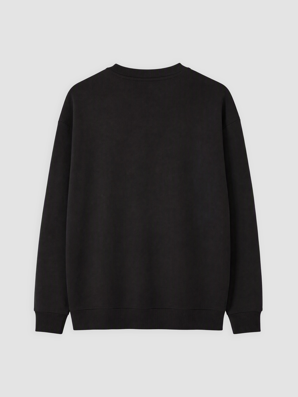Siyah Bisiklet Yaka Erkek Sweatshirt-1