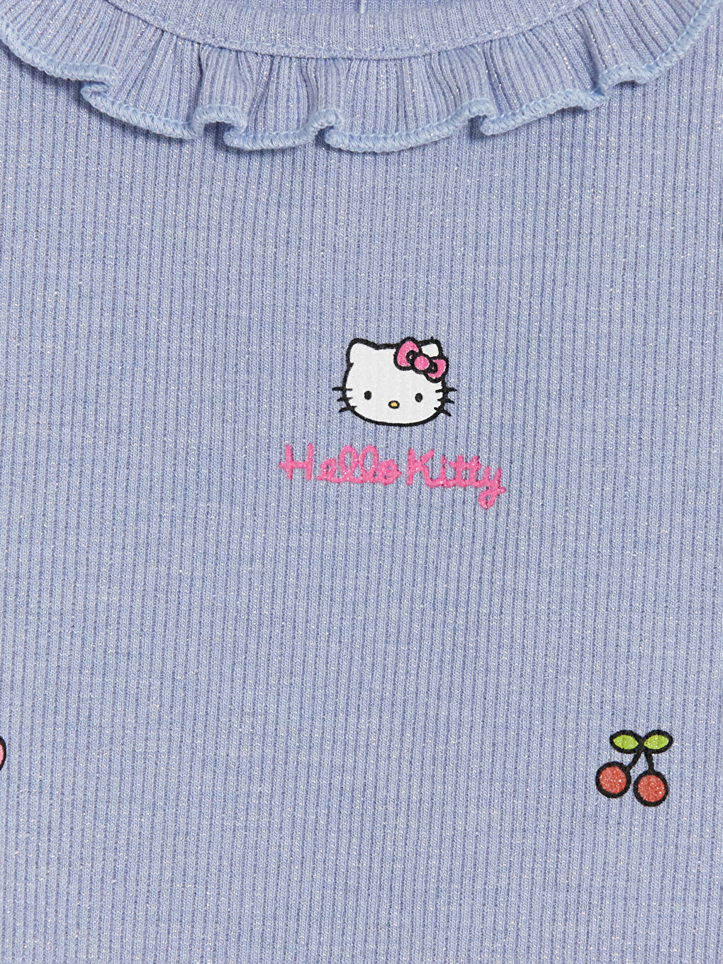 Bluzë Hello Kitty E Qëndisur Me Jakë Peter Pan Me Rrudha Për Vajza-1