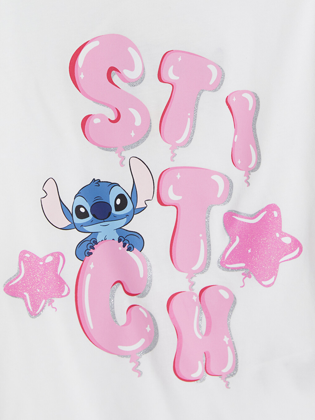 Beyaz Lilo & Stitch Baskılı Kız Çocuk Tişört-2