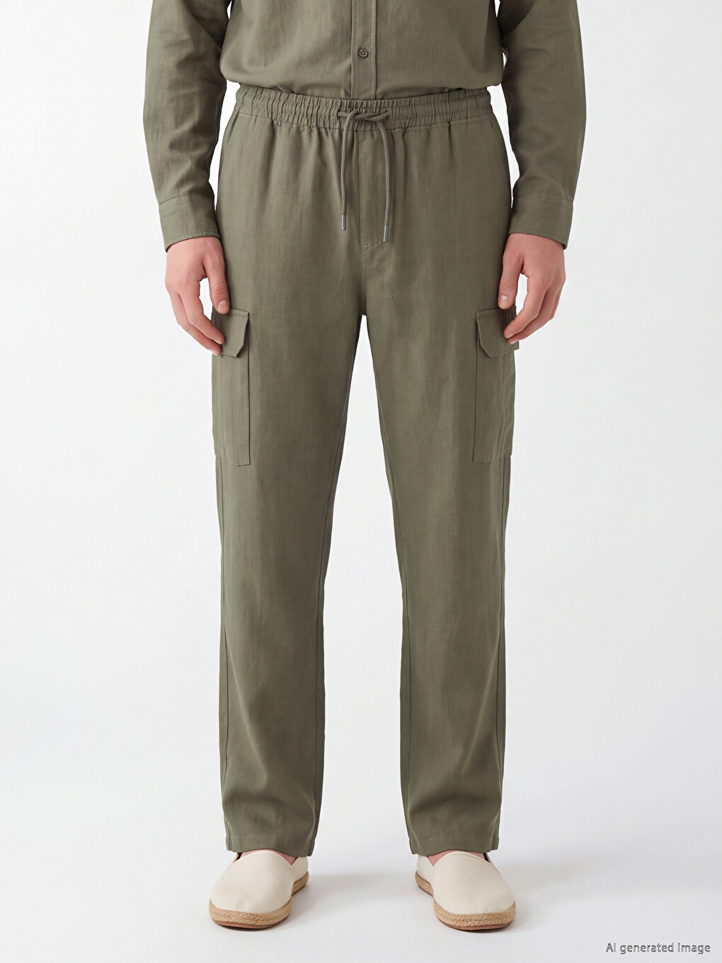 Haki Relax Fit Erkek Kargo Pantolon
