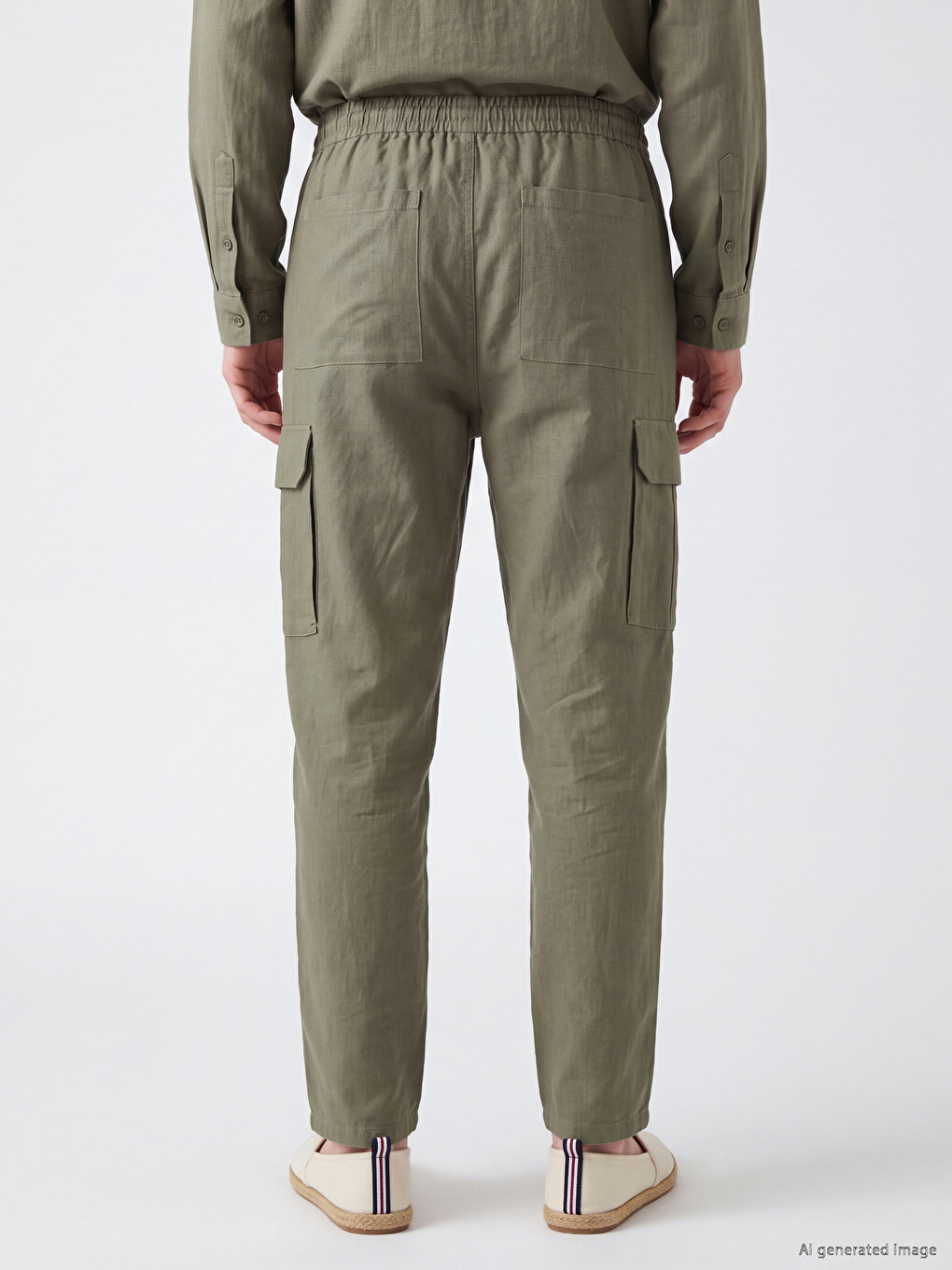 Haki Relax Fit Erkek Kargo Pantolon-2