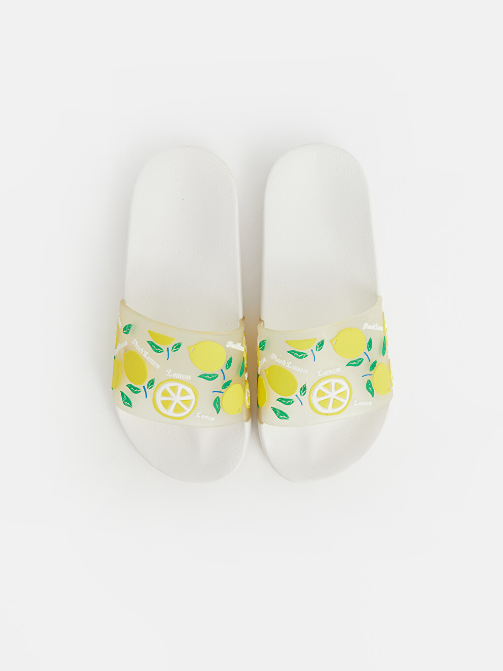 Wide Banded Lemon Printed Girls' Slipper-2