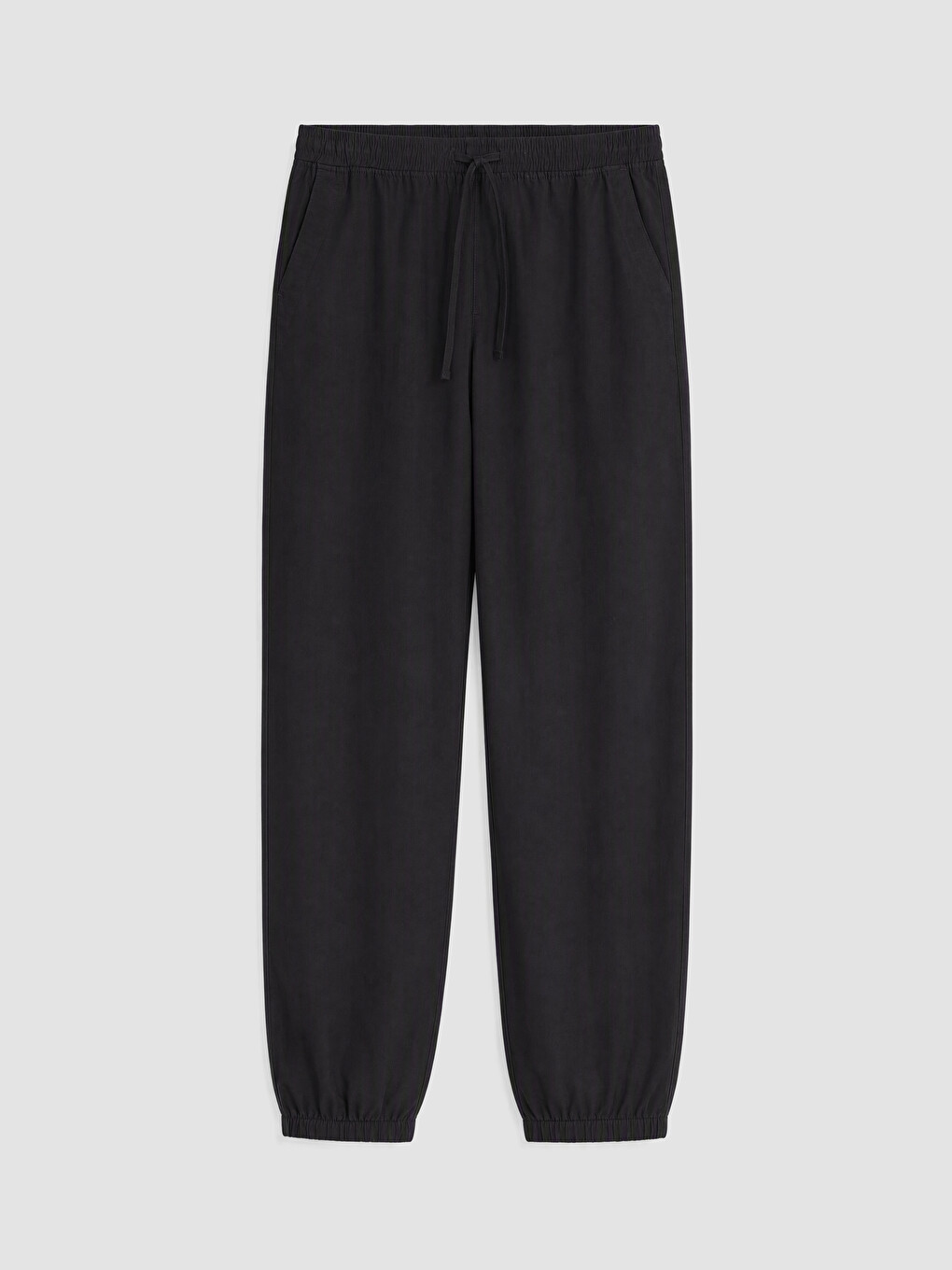 Siyah Poplin Standart Kalıp Erkek Pantolon-4