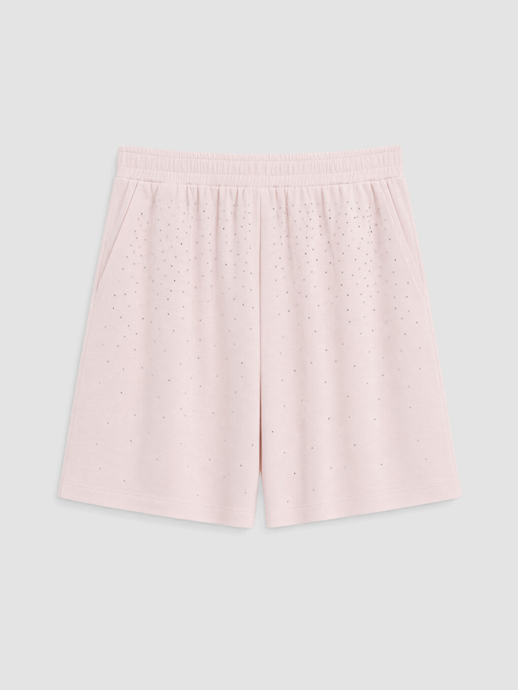 Pantallona Të Shkurtra Me Bel Elastik Të Zbukuruara Me Gurë Vezullues Me Prekje Të Butë Për Gra-4