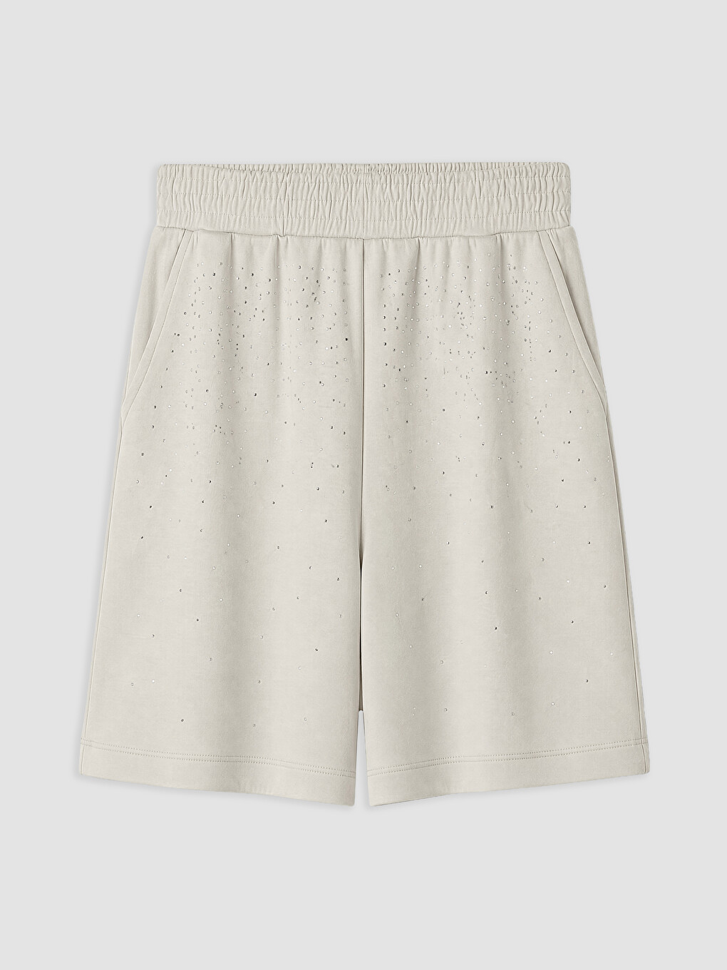 Elastic Waist Rhinestone Embellished Soft Touch Women's Shorts-4