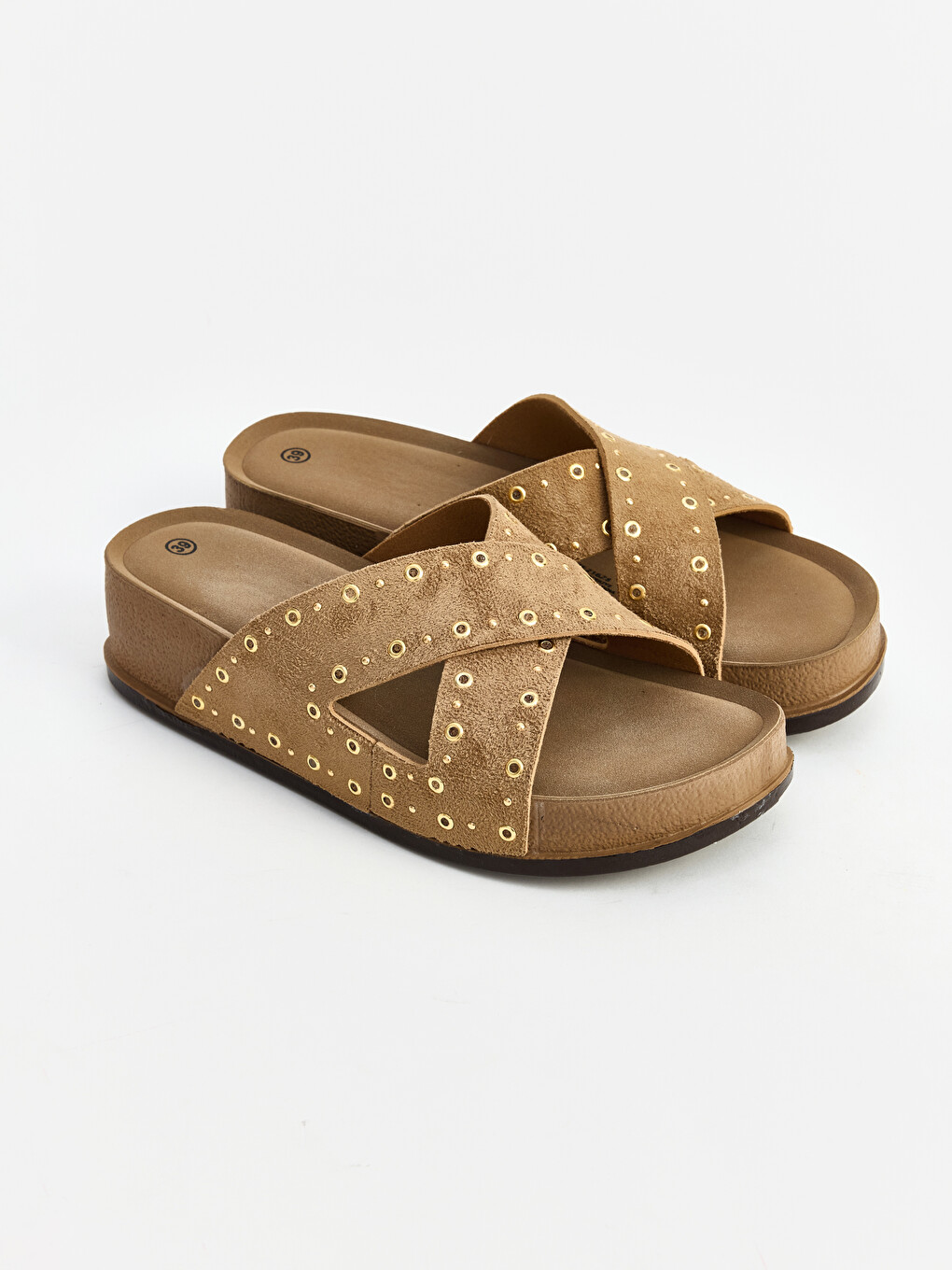 Women's Eyelet Detailed Cross Strapped Slipper