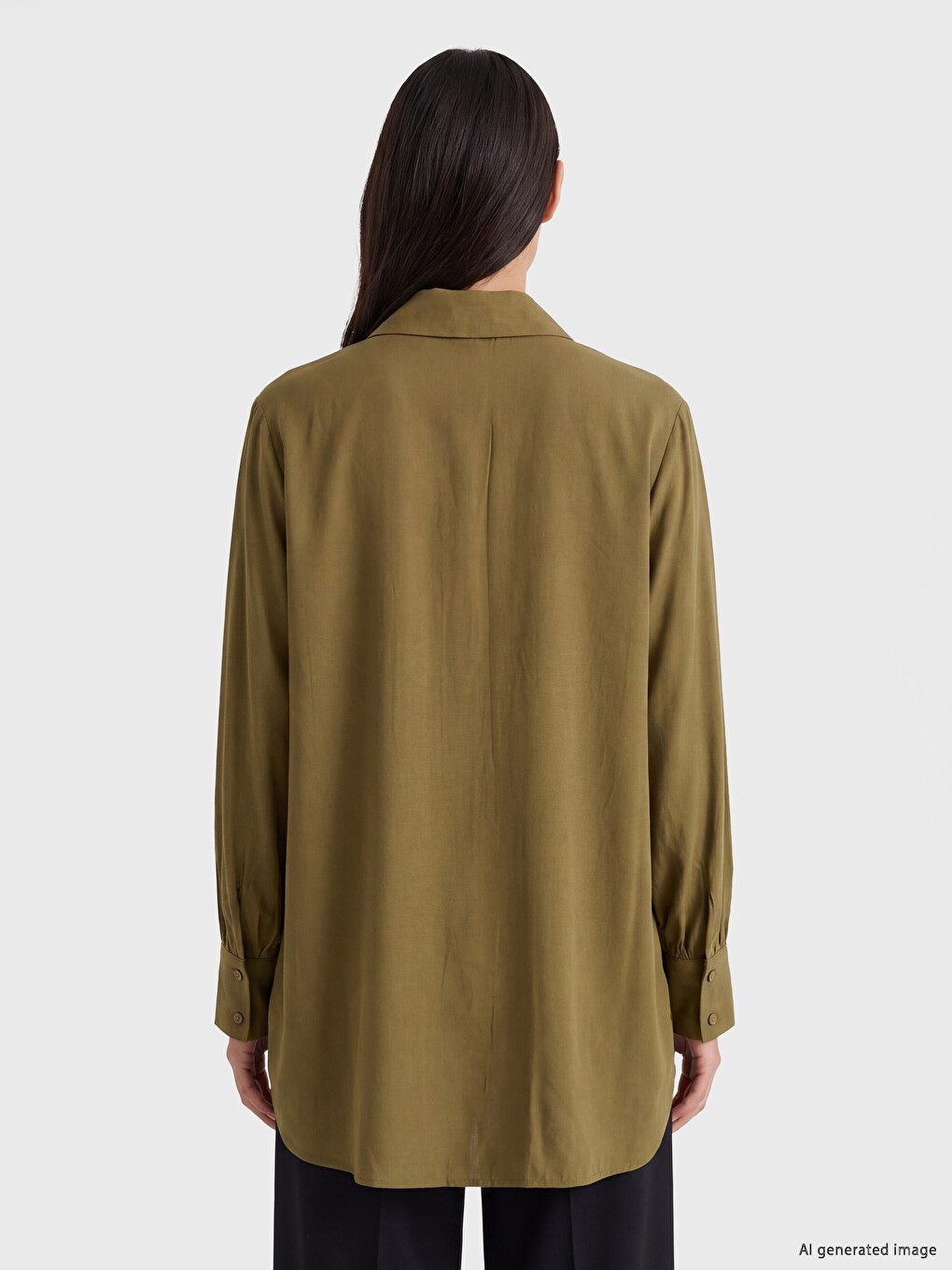 Haki Beli Bağlamalı Kadın Gömlek Tunik-3