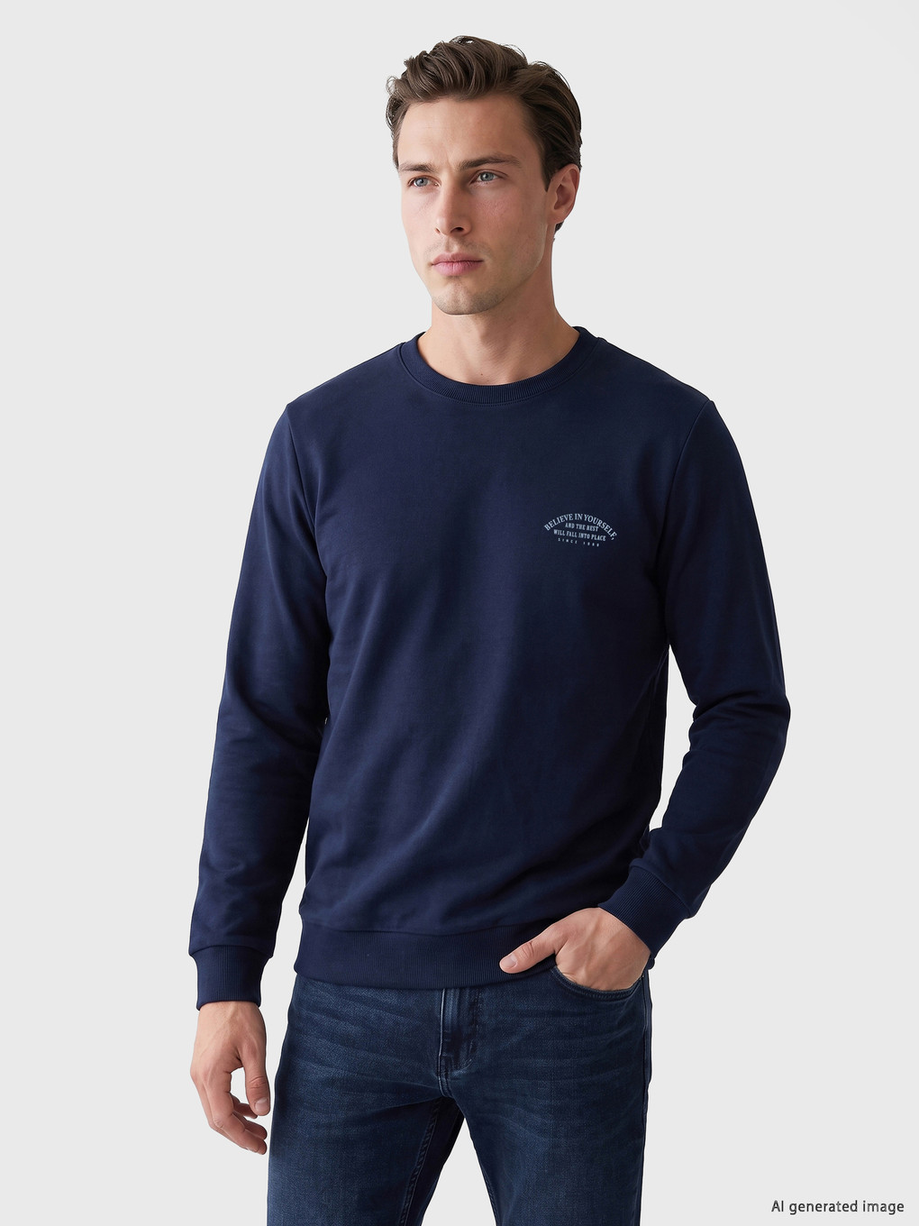 Crew Neck Men's Thick Sweatshirt