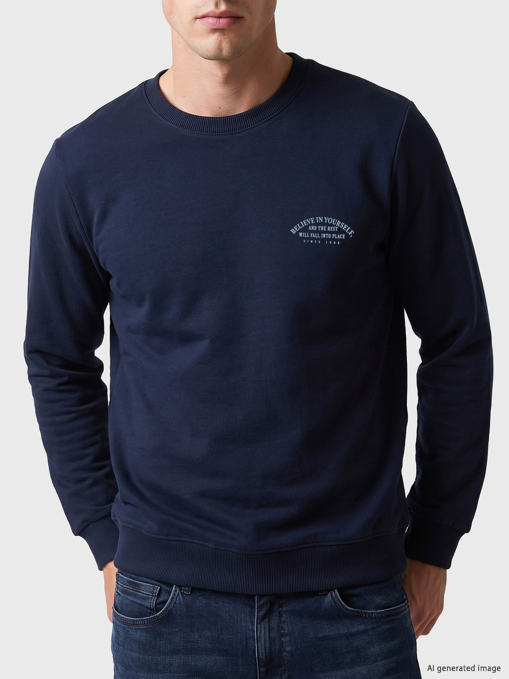 Crew Neck Men's Thick Sweatshirt-2