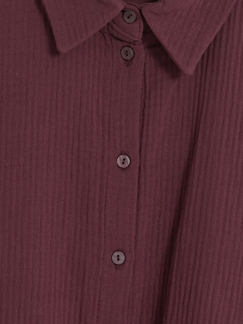 Bordo Büzgülü Oversize Müslin Kadın Gömlek-5