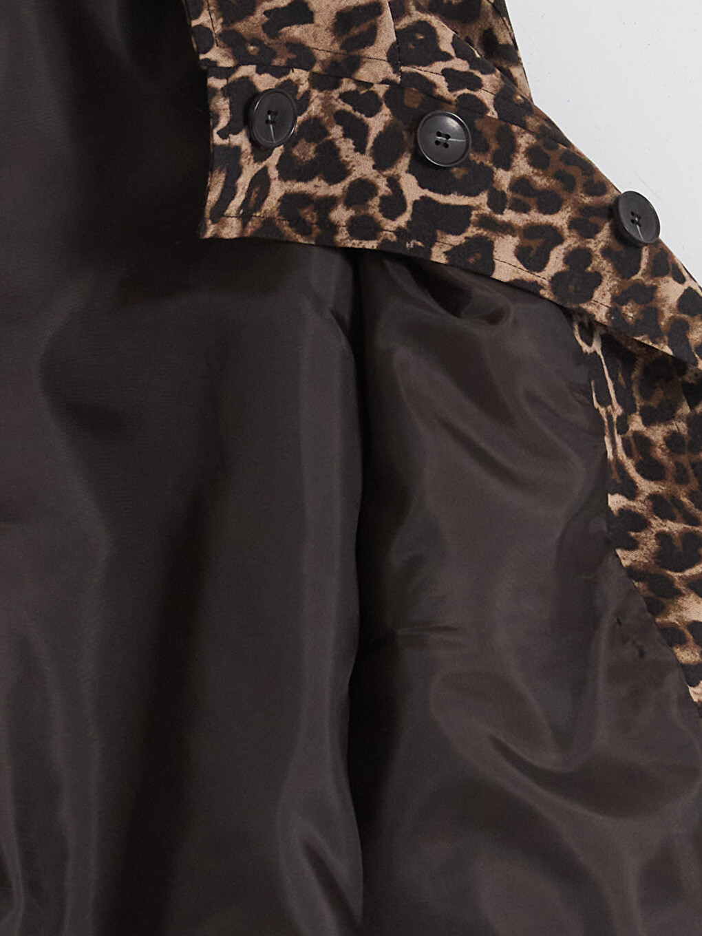 Kahverengi Leopar Desenli Keten Karışımlı Kadın Ceket-5